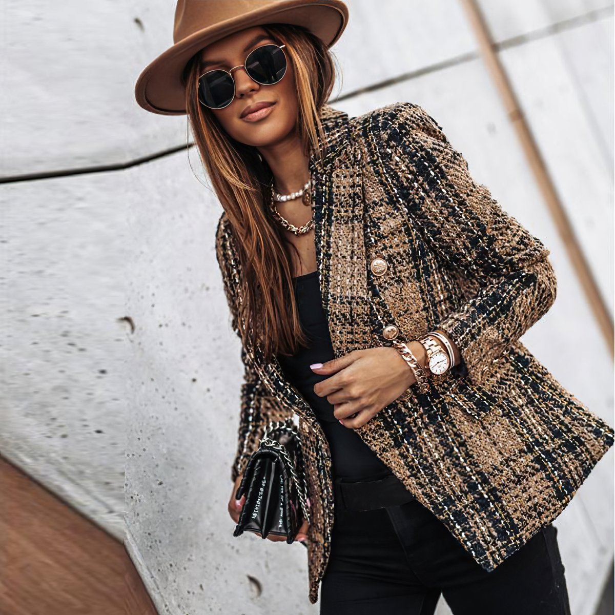 Aria Karierter Parka mit Tailliertem Schnitt