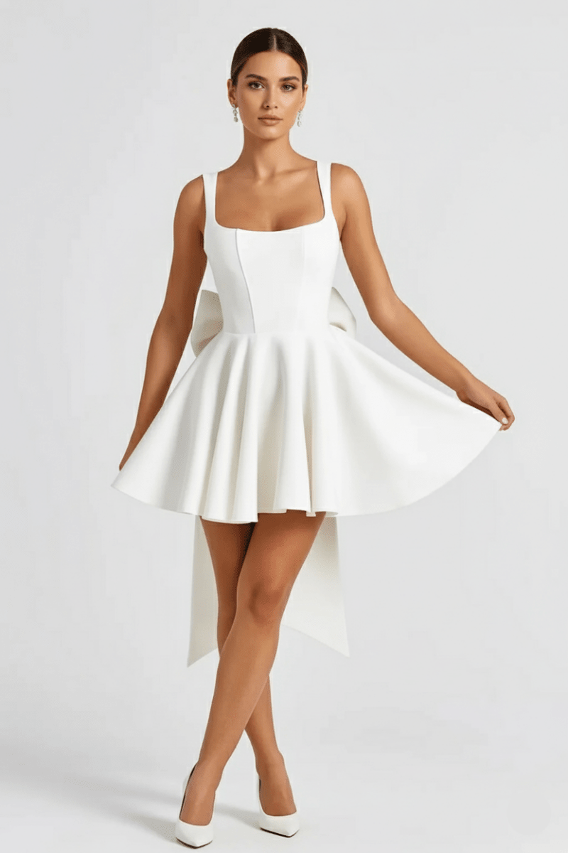Ausgestelltes Minikleid mit Rückenschleife
