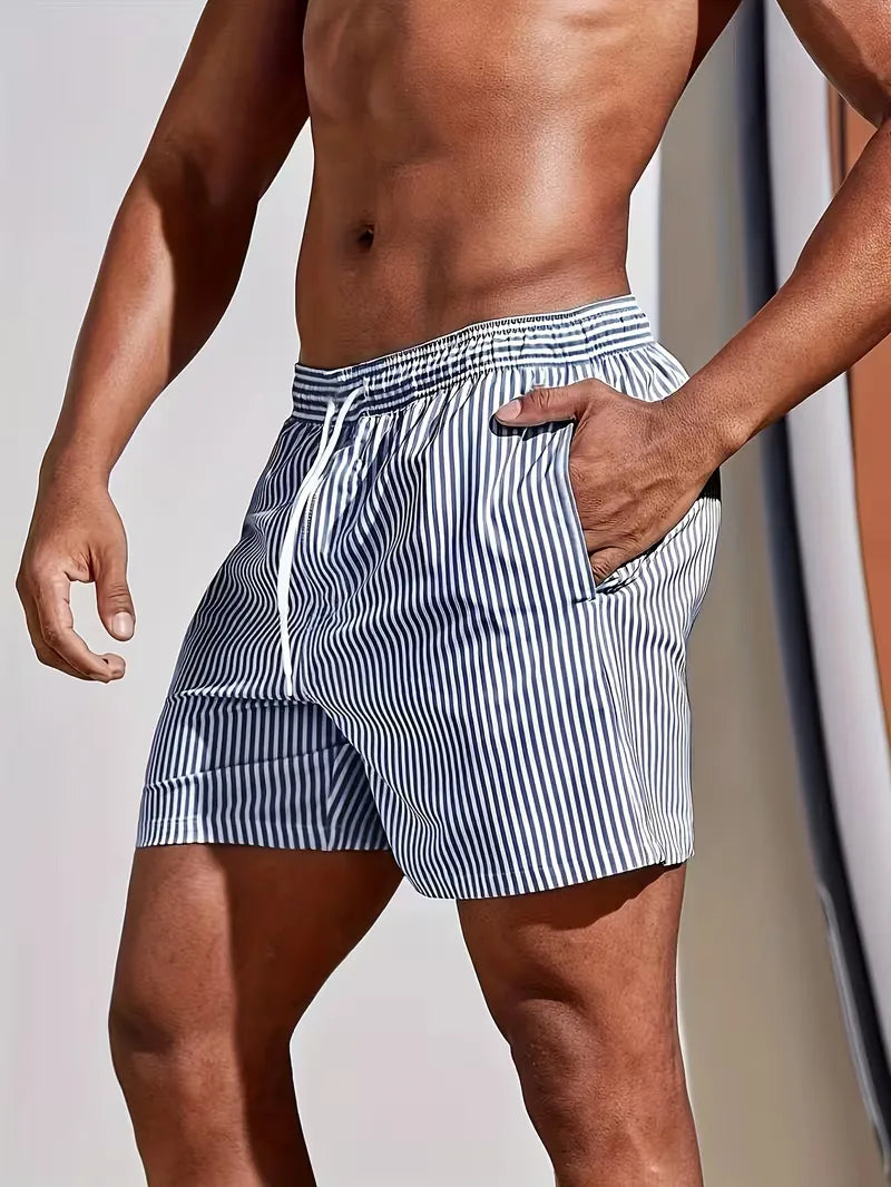 Zwemshorts Heren Gestreept Regular Fit Zomer Strand