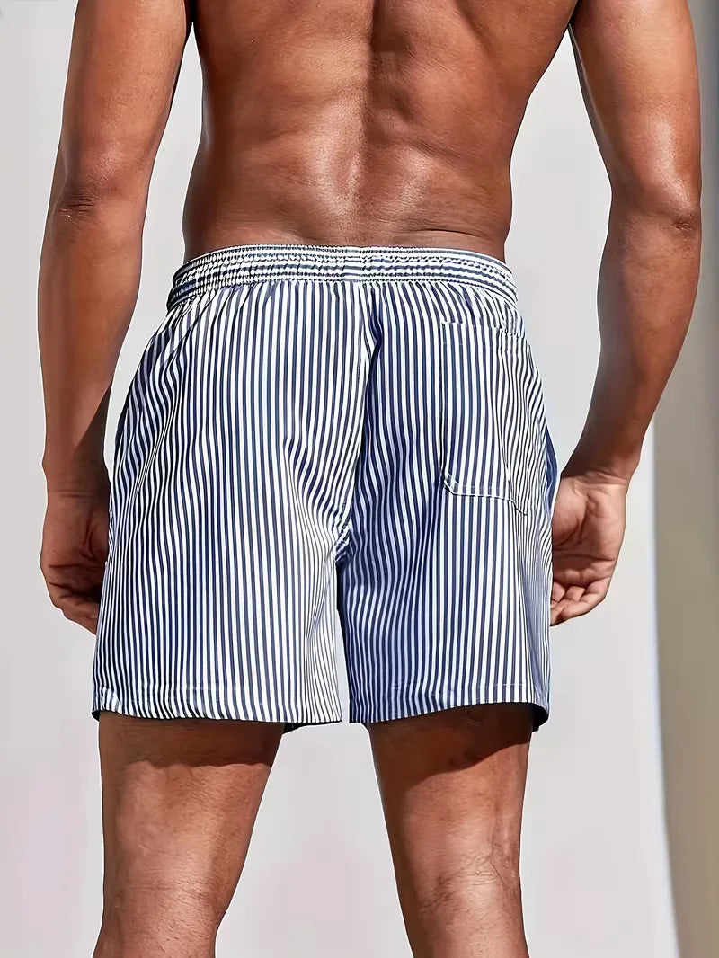 Zwemshorts Heren Gestreept Regular Fit Zomer Strand