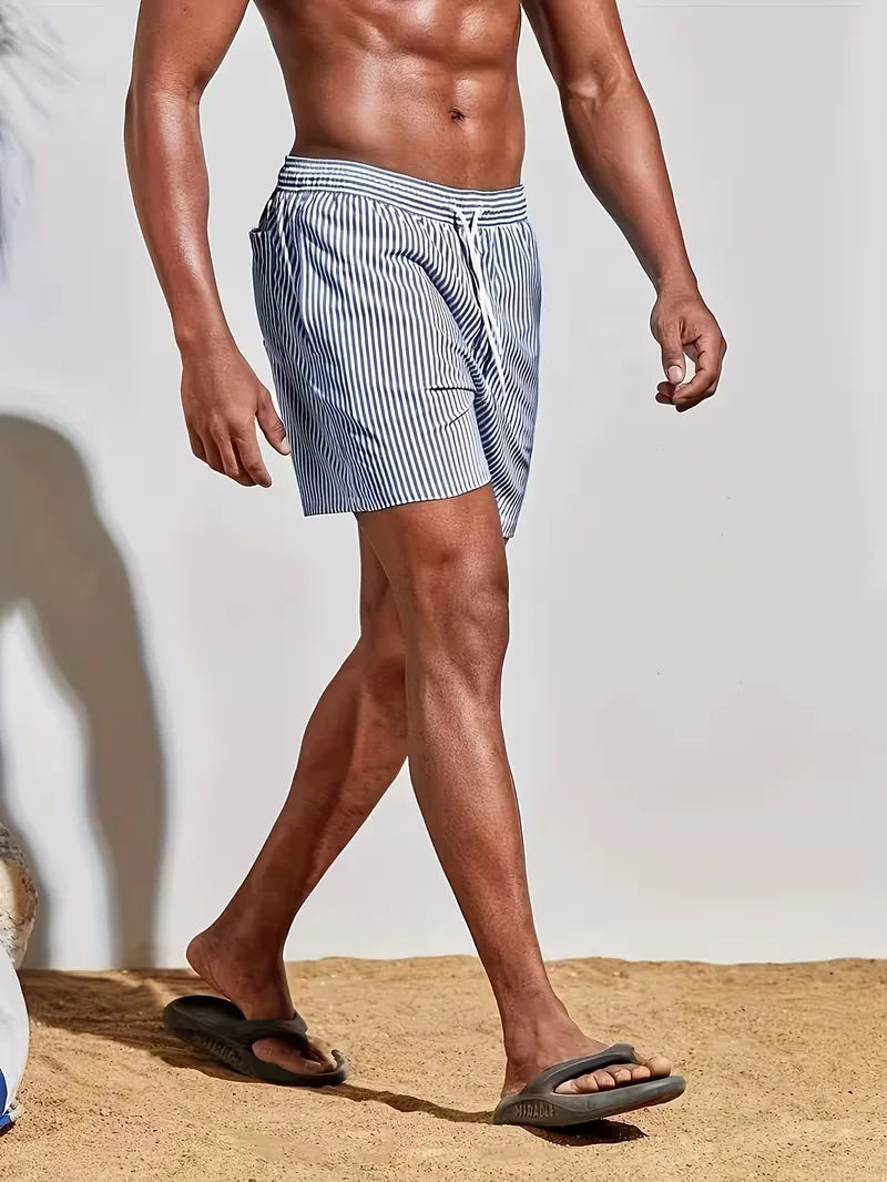 Zwemshorts Heren Gestreept Regular Fit Zomer Strand