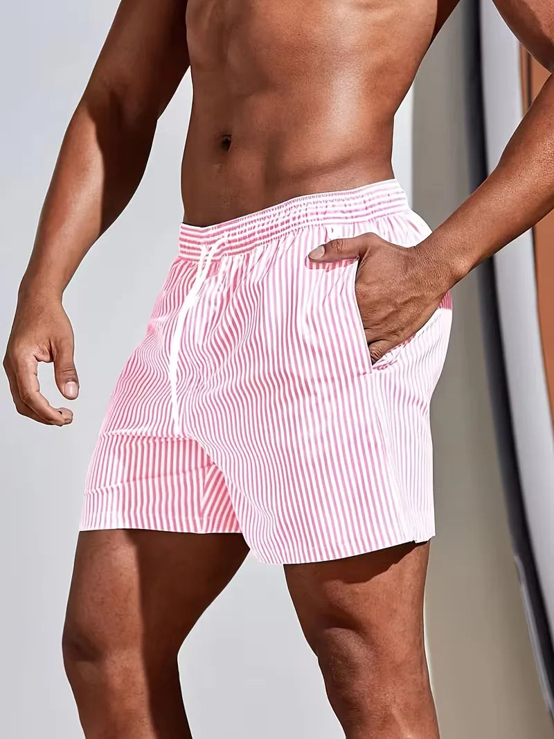 Zwemshorts Heren Gestreept Regular Fit Zomer Strand