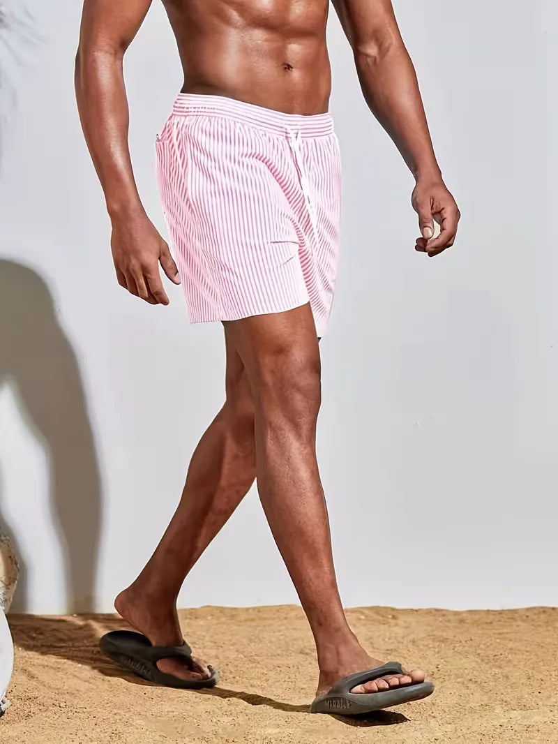 Zwemshorts Heren Gestreept Regular Fit Zomer Strand